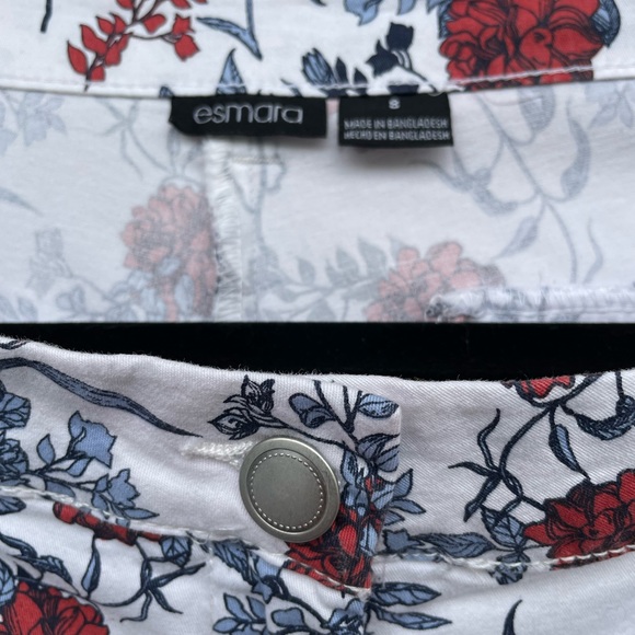 White Floral Esmara Bermuda Shorts Size 8 - Picture 2 of 6